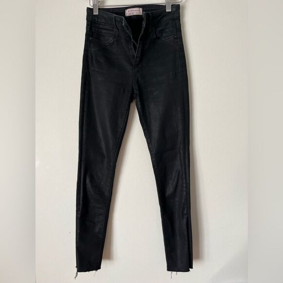BCBGeneration, black, vegan leather, distressed pants, shimmer, size 24 - Picture 1 of 12